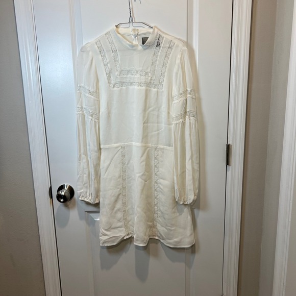 Reformation Dresses & Skirts - Reformation Women Lace Inset Long Sleeve Mini Dress‎ Ivory White 8